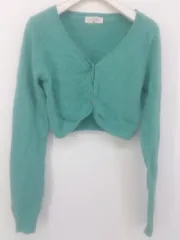 ◇ iiMK アイアイエムケー ショート丈 ニット 長袖 カーディガン ボレロ サイズ38 グリーン系 レディース P  【1302160008179】