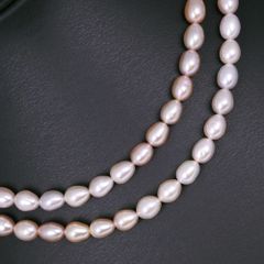 真珠 ロング 2重 6.8～7.4ｍｍ パール×シルバー レディース ネックレス