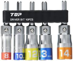 新品 トップ工業 (TOP) 電動ドリル用 マルチソケット5本組セット 810121314mm ホルダー付 水道 電工 配管工事 鳶道具 ECS-814S 燕三条 日本製