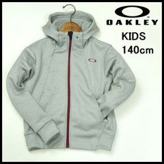 新品 定価8,690円 オークリー ジップ フーディージャケット パーカー キッズ 140cm グレー 裏起毛 OAKLEY 子供用