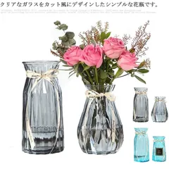 花瓶 ガラス 2点セット 北欧 透明 グラデーション色 ラワーベース 大きい 24cm 18cm シンプル 枝物 インテリア 雑貨 花器 生け花 水栽培 造花 おしゃれ シンプル 飾り瓶 ガラスベース#qxz661