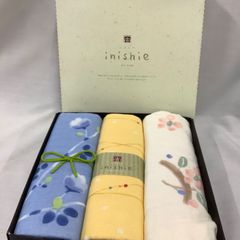 【未使用】inishie   いにしへ　片面ガーゼタオル　3枚組　C566