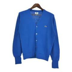 80年代 USA製 IZOD LACOSTE アイゾッド ラコステ アクリルニット カーディガン ブルー(メンズ S)中古 古着 T7201