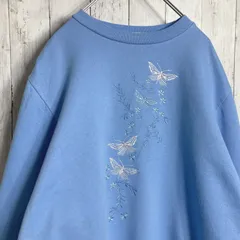 【入手困難】90s 古着 バタフライ 蝶々 水色 スウェット #567