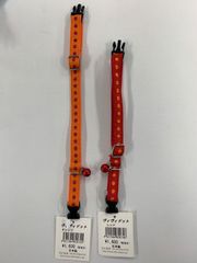 【犬と生活～猫の暮らし～】首輪　鈴付き　オレンジ・レッド　ヴィヴィドット柄
