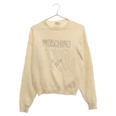 MOSCHINO (モスキーノ) ロゴ クリスタルスタッズ ニット長袖セーター ホワイトのサムネイル