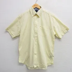 L/古着 トミーヒルフィガー 半袖 ブランド シャツ メンズ ワンポイントロゴ コットン ボタンダウン 黄 イエロー 25apr02 中古 トップス
