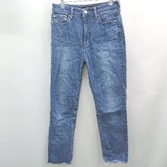 ◇ Θ AZUL BY MOUSSY アズールバイマウジー カットオフ加工 裾デザインダメージデニム サイズL ブルー系 レディース E  【1507080004458】