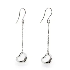 ティファニー エルサ ペレッティ オープン ハート ドロップ ピアス SV925 スターリングシルバー 60112465 箱付 TIFFANY&Co.（美品）