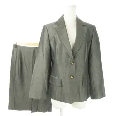 ランバン LANVIN COLLECTION スーツ セットアップ 2点セット テーラードジャケット 背抜き ひざ丈スカート モヘヤ混 光沢感 38 M グレー /AO9 ■GY19のサムネイル
