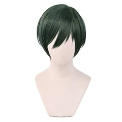 【お取寄せ商品！納期ご相談下さい！】コスプレ耐熱ウィッグ ダークグリーン ブラック ショート キャラクターウィッグ  ◆ブルーロック/糸師凛 等