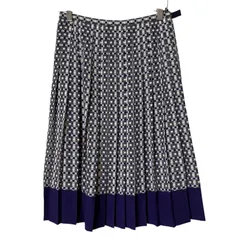 RE241 Aquascutum アクアスキュータム プリーツスカート チェック パープル 日本製 レディース 8サイズ