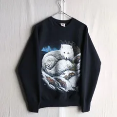 USA製 80s 90s FRUIT OF THE LOOM スウェット / M コットン ポリ ブラック プリント イラスト 動物 自然 ビンテージ T3-12066-9429