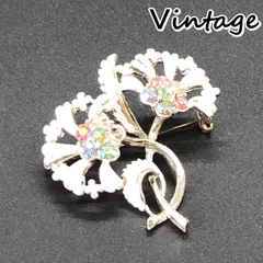 ビンテージ　ブローチ　モダンデザイン！　ブーケ　キラキラ　ラインストーンクラシカル　ヴィンテージ　バッジ　ピンバッチ　レトロ　　( AKS133 )