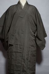 【男物紬】メンズ・紬・長着・袷・深緑寄りの茶系・リメイク・紬素材