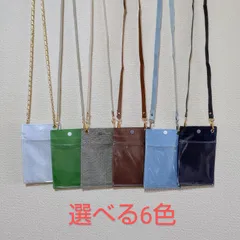 【新品】メッシュスマホホルダー　6色　ポリエステル製　透明ポケット付き