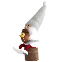 NORDIKA nisse ノルディカ ニッセ クリスマス 木製人形 フクロウを抱えたサンタ 丸太付 