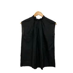 B&Y ユナイテッドアローズ BEAUTY&YOUTH ビューティー&ユース シャツ ブラウス ノースリーブ スタンドカラー シルク混 黒 ブラック 金 ゴールド