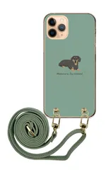 Galaxy S21 5G SC-51B SCG09 ギャラクシーS21 スマホケース スマホショルダー ミニチュアダックス ダックス 犬 ワンポイント かわいい レザーベルト ストラップ 調節可能 130cm  カラー07