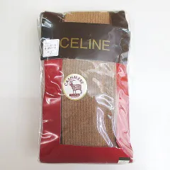 セリーヌ CELINE カシミヤ混 タイツ M-L 茶系 ブラウン 無地 リブ レナウンのサムネイル