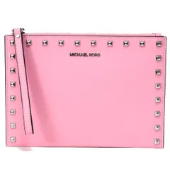 マイケルコース バッグ MICHAEL KORS サフィアーノレザー ジェット セット トラベル スタッズ リストレット XL ジップ ポーチ クラッチバッグ カーネーション 35H9STVW6L