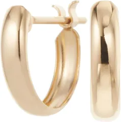 アクセサリーショップPIENA/ピアス ピエナフープピアス レディース 日本製 K18 18金 ゴールド 甲丸 丸み ミニ スナップ 小さい 10mm(ゴールド)