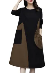 【数量限定】冬 お洒落 秋 春 着痩せ 体型カバー 大きいサイズ 旅行 トップス マキシ丈 チュニック ロングワンピース ゆったり L-4XL 半袖 長袖 レディース ワンピース [BdeSYT]