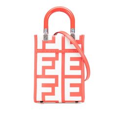 フェンディ サンシャイン ショッパー ミニ ハンドバッグ ショルダーバッグ 2WAY 8BS051 レッド ホワイト レザー レディース FENDI【228-18823】