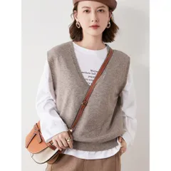 ☆ キャメル ☆ ワンサイズ（L） ☆ ニット ベスト Vネック 春秋冬 ysvest5258 レディース ニット ベスト 重ね着 レイヤード プルオーバー 普段着 Vネック 伸縮性 無地 トップス シンプル カジュアル 春 秋 冬 メンズ