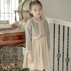 【茶チェック×ベージュ】お嬢様のアンサンブルスーツセット TAK キッズ キャサリンコテージ