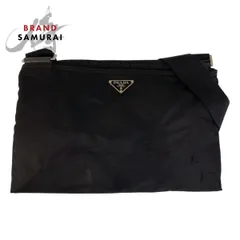稀少✨　プラダ　メッセンジャー　ナイロン　レザー　型押しロゴ　カーキ　ブラウン PRADA (プラダ) ロゴ刻印シルバー金具 レザー メッセンジャー