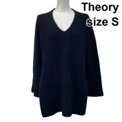 ◆ セオリー Theory Vネックリブニットトップス 長袖 20AW セーター プルオーバー 黒 毛混 カシミア混 S 7号 レディース S5W026