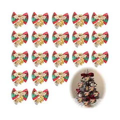 Doyime クリスマスオーナメント 蝶結び クリスマスツリー装飾 (20個セット) クリスマス飾り クリスマスリボン (赤、金、緑)