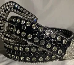105cm/115cm ギラギラ　ブラック　ウエスタン　ベルト　LEX ブリンブリン　カウボーイ　メンズベルト　レディースベルト　アメカジ　古着　ヴィンテージ　ラッパー　グランジ　プレゼント