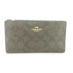 コーチ COACH 長財布 二つ折り財布 ロングウォレット 小銭入れあり レザー PVC シグネチャー ロゴ 茶 ブラウン /AO6 ■GY18