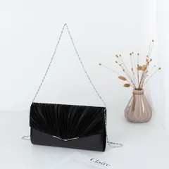 ☆ ブラック ☆ パーティーバッグ クラッチバッグ ミニバッグ おしゃれ bag3026 パーティーバッグ クラッチバッグ ハンドバッグ ショルダーバッグ 3way ミニバッグ プリーツ サテン 結婚式 披露宴 冠婚葬祭 フォーマル 入学式 卒業式 成人式