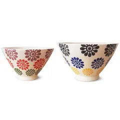 J-kitchens 勲山窯 ペア 茶碗 12.6cm & 11.5cm 波佐見焼 日本製 花 小紋 0