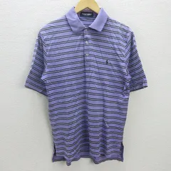G■ポロゴルフラルフローレン/POLO GOLF RalphLoren 半袖ポロシャツ/ボーダー柄【M】紫/men's/106【中古】■