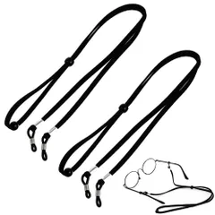 メガネストラップ メガネチェーン 2本セット 眼鏡ストラップ 眼鏡の落下を防ぐ 滑り止め 調節可能 メガネバンド 老眼鏡 [TBDBNR] サングラス コード おしゃれ 軽量 首掛けストラップ 男女兼用 メガネ小物（ブラック）