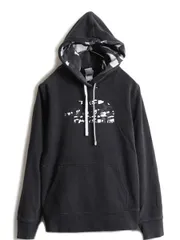 ノースフェイス 迷彩 プリント スウェットパーカー プルオーバー 裏起毛 M 黒