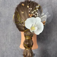 【胡蝶蘭髪飾り】成人式卒業式結婚式七五三 和装髪飾り　フォトウェディング　袴振袖　ヘッドドレス　ヘアパーツ　胡蝶蘭髪飾り