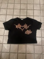 y2k  グランジ Tシャツ ハート 黒 90s 短丈