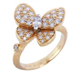 ヴァン・クリーフ＆アーペル(Van Cleef & Arpels) ヴァンクリーフ＆アーペル リング ドゥパピヨン パヴェ 18KYG イエローゴールド ダイヤモンド ＃54レディース