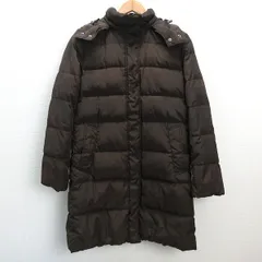 U■ユニクロ/UNIQLO ファーフード付きロングダウン【M】 茶/LADIES/11【中古】■