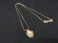 ■美品■ NINA RICCI ニナリッチ パール ラインストーン ネックレス ペンダント アクセサリー ゴールド系×ホワイト系 DH8268