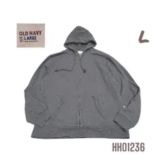 無地フルジップアップパーカーLグレーオールドネイビーフーディー HH01236