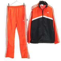 adidas アディダス 日本製 トレーニング ウインドブレーカー 上下 セットアップ M/S オレンジ系 裏メッシュ メンズ 古着