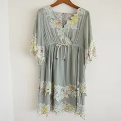 #snc グレースコンチネンタル GRACE CONTINENTAL ワンピース 36 カーキ 花柄 重ね着風 レディース [754243]