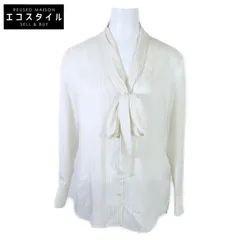 新品/国内正規 CELINE セリーヌ 2C988479V ストライプ シルク ボウタイ ブラウス/ トップス 38 ホワイト レディース 新品/国内正規 CELINE セリーヌ 2C988479V ストライプ シルク