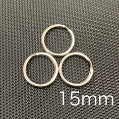 ステンレス製 二重リング 直径15mm キーリングシルバー 3点セット